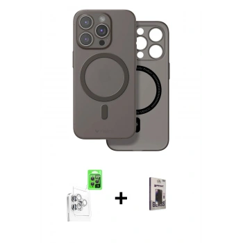 MARSİLYAN™- iPhone 16 Pro Max Kılıf Çekirdek Klasik - Siyah Bilvis Hayalet Cam Ekran Koruyucu + Raze Metal Kamera Lens - BZ