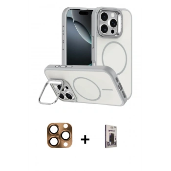 MARSİLYAN™- iPhone 16 Pro Max Kılıf Çekirdek Klasik - Siyah Bilvis Hayalet Cam Ekran Koruyucu + Pers Alüminyum Kamera Lens - CLTM