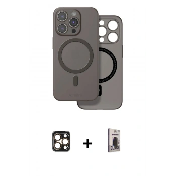 MARSİLYAN™- iPhone 16 Pro Max Kılıf Çekirdek Klasik - Siyah Bilvis Hayalet Cam Ekran Koruyucu + PVD Metal Kamera Lens - GD