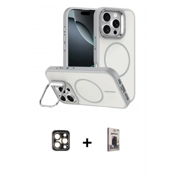 MARSİLYAN™- iPhone 16 Pro Max Kılıf Çekirdek Klasik - Siyah Bilvis Hayalet Cam Ekran Koruyucu + PVD Metal Kamera Lens - GD
