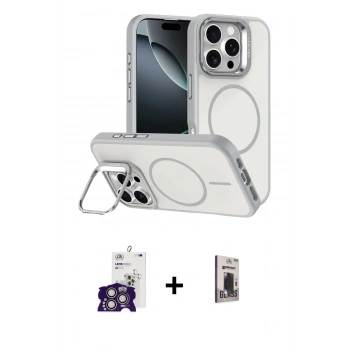 MARSİLYAN™- iPhone 16 Pro Max Kılıf Çekirdek Klasik - Siyah Bilvis Hayalet Cam Ekran Koruyucu + Bilvis Titan Kamera Lens - GS