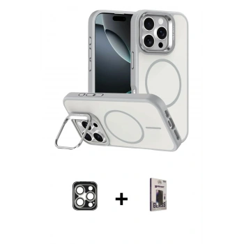 MARSİLYAN™- iPhone 16 Pro Max Kılıf Çekirdek Klasik - Siyah Bilvis Hayalet Cam Ekran Koruyucu + PVD Metal Kamera Lens - GS