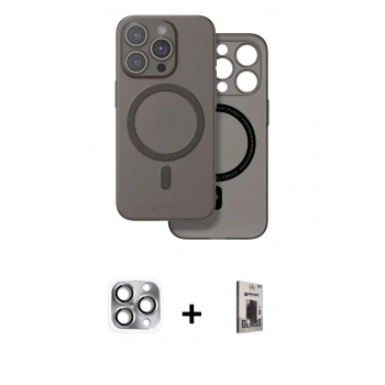 MARSİLYAN™- iPhone 16 Pro Max Kılıf Çekirdek Klasik - Siyah Bilvis Hayalet Cam Ekran Koruyucu + Pers Alüminyum Kamera Lens - GI