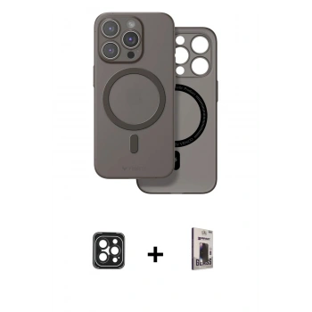 MARSİLYAN™- iPhone 16 Pro Max Kılıf Çekirdek Klasik - Siyah Bilvis Hayalet Cam Ekran Koruyucu + PVD Metal Kamera Lens - SH