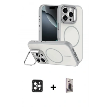 MARSİLYAN™- iPhone 16 Pro Max Kılıf Çekirdek Klasik - Siyah Bilvis Hayalet Cam Ekran Koruyucu + PVD Metal Kamera Lens - SH