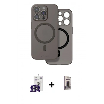 MARSİLYAN™- iPhone 16 Pro Max Kılıf Çekirdek Klasik - Siyah Bilvis Hayalet Cam Ekran Koruyucu + Bilvis Titan Kamera Lens - TMGI