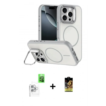 MARSİLYAN™- iPhone 16 Pro Max Kılıf Çekirdek Klasik - Siyah Buffer Cam Ekran Koruyucu + Raze Metal Kamera Lens - BZ