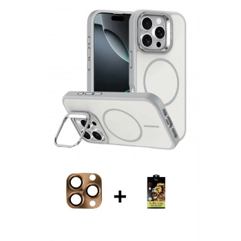 MARSİLYAN™- iPhone 16 Pro Max Kılıf Çekirdek Klasik - Siyah Buffer Cam Ekran Koruyucu + Pers Alüminyum Kamera Lens - CLTM