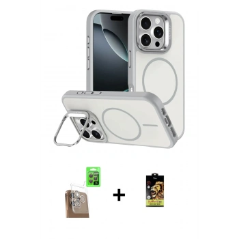 MARSİLYAN™- iPhone 16 Pro Max Kılıf Çekirdek Klasik - Siyah Buffer Cam Ekran Koruyucu + Raze Metal Kamera Lens - CLTM
