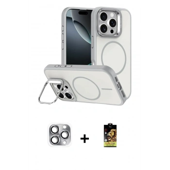 MARSİLYAN™- iPhone 16 Pro Max Kılıf Çekirdek Klasik - Siyah Buffer Cam Ekran Koruyucu + Pers Alüminyum Kamera Lens - GI