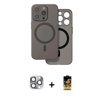 MARSİLYAN™- iPhone 16 Pro Max Kılıf Çekirdek Klasik - Siyah Buffer Cam Ekran Koruyucu + Pers Alüminyum Kamera Lens - GI