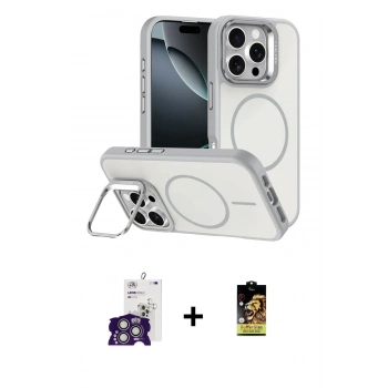 MARSİLYAN™- iPhone 16 Pro Max Kılıf Çekirdek Klasik - Siyah Buffer Cam Ekran Koruyucu + Bilvis Titan Kamera Lens - GS