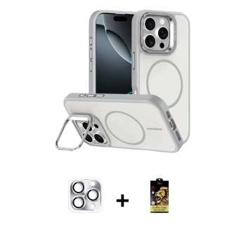 MARSİLYAN™- iPhone 16 Pro Max Kılıf Çekirdek Klasik - Siyah Buffer Cam Ekran Koruyucu + Pers Alüminyum Kamera Lens - GS