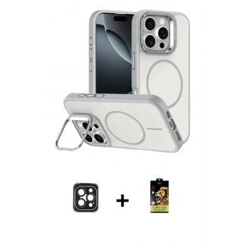 MARSİLYAN™- iPhone 16 Pro Max Kılıf Çekirdek Klasik - Siyah Buffer Cam Ekran Koruyucu + PVD Metal Kamera Lens - SH