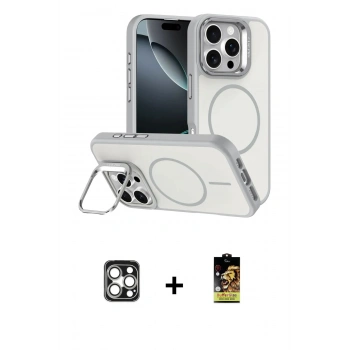 MARSİLYAN™- iPhone 16 Pro Max Kılıf Çekirdek Klasik - Siyah Buffer Cam Ekran Koruyucu + PVD Metal Kamera Lens - GS