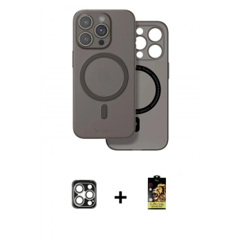 MARSİLYAN™- iPhone 16 Pro Max Kılıf Çekirdek Klasik - Siyah Buffer Cam Ekran Koruyucu + PVD Metal Kamera Lens - GS