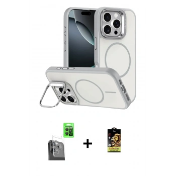 MARSİLYAN™- iPhone 16 Pro Max Kılıf Çekirdek Klasik - Siyah Buffer Cam Ekran Koruyucu + Raze Metal Kamera Lens - SH