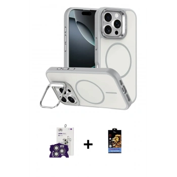 MARSİLYAN™- iPhone 16 Pro Max Kılıf Çekirdek Klasik - Siyah Buffer Hayalet Cam Ekran Koruyucu + Bilvis Titan Kamera Lens - GS