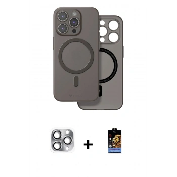 MARSİLYAN™- iPhone 16 Pro Max Kılıf Çekirdek Klasik - Siyah Buffer Hayalet Cam Ekran Koruyucu + Pers Alüminyum Kamera Lens - GI