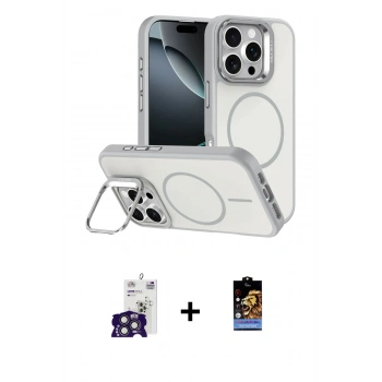 MARSİLYAN™- iPhone 16 Pro Max Kılıf Çekirdek Klasik - Siyah Buffer Hayalet Cam Ekran Koruyucu + Bilvis Titan Kamera Lens - TMGI
