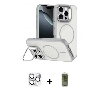 MARSİLYAN™- iPhone 16 Pro Max Kılıf Çekirdek Klasik - Siyah Joko Magic 5D Hayalet Cam + Pers Alüminyum Kamera Lens - GS
