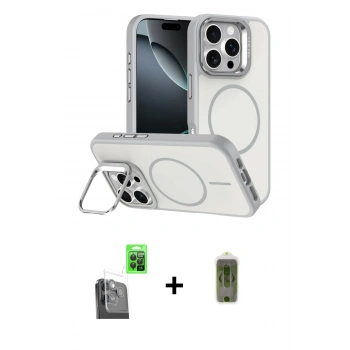 MARSİLYAN™- iPhone 16 Pro Max Kılıf Çekirdek Klasik - Siyah Joko Magic 5D Hayalet Cam + Raze Metal Kamera Lens - SH