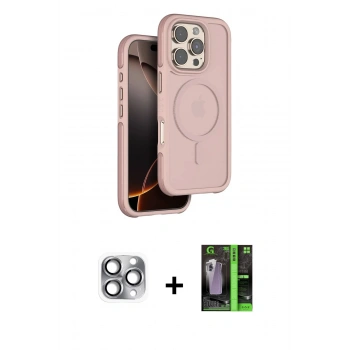 MARSİLYAN™- iPhone 16 Pro Max Kılıf Çekirdek Minimal Prime - Şeffaf 360 Full Body Arka Koruyucu + Pers Alüminyum Kamera Lens - GI
