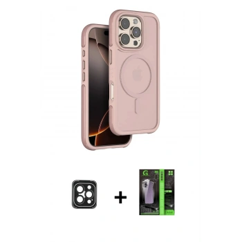 MARSİLYAN™- iPhone 16 Pro Max Kılıf Çekirdek Minimal Prime - Şeffaf 360 Full Body Arka Koruyucu + PVD Metal Kamera Lens - SH