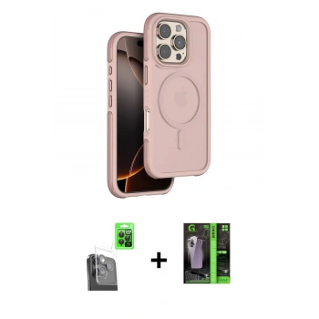 MARSİLYAN™- iPhone 16 Pro Max Kılıf Çekirdek Minimal Prime - Şeffaf 360 Full Body Arka Koruyucu + Raze Metal Kamera Lens - SH