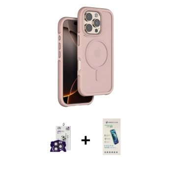 MARSİLYAN™- iPhone 16 Pro Max Kılıf Çekirdek Minimal Prime - Şeffaf Pasifik Cam Ekran Koruyucu + Bilvis Titan Kamera Lens - TMGI