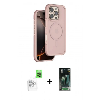 MARSİLYAN™- iPhone 16 Pro Max Kılıf Çekirdek Minimal Prime - Siyah 360 Mat Full Body Arka Koruyucu + Raze Metal Kamera Lens - BZ