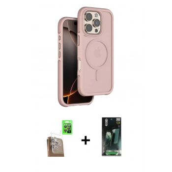 MARSİLYAN™- iPhone 16 Pro Max Kılıf Çekirdek Minimal Prime - Siyah 360 Mat Full Body Arka Koruyucu + Raze Metal Kamera Lens - CLTM