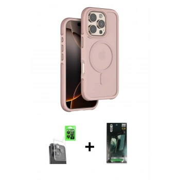 MARSİLYAN™- iPhone 16 Pro Max Kılıf Çekirdek Minimal Prime - Siyah 360 Mat Full Body Arka Koruyucu + Raze Metal Kamera Lens - SH