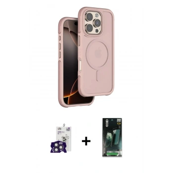 MARSİLYAN™- iPhone 16 Pro Max Kılıf Çekirdek Minimal Prime - Siyah 360 Mat Full Body Arka Koruyucu + Bilvis Titan Kamera Lens - TMGI
