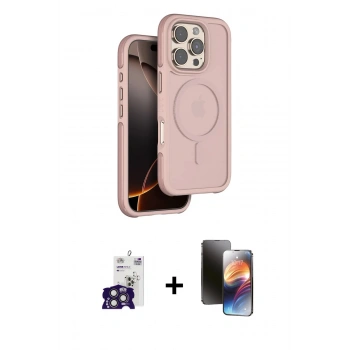 MARSİLYAN™- iPhone 16 Pro Max Kılıf Çekirdek Minimal Prime - Siyah 3D Antistatik Mat Seramik Nano Ekran Koruyucu + Bilvis Titan Kamera Lens - TMGI