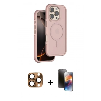 MARSİLYAN™- iPhone 16 Pro Max Kılıf Çekirdek Minimal Prime - Siyah 3D Antistatik Mat Seramik Nano Ekran Koruyucu + Pers Alüminyum Kamera Lens - CLTM