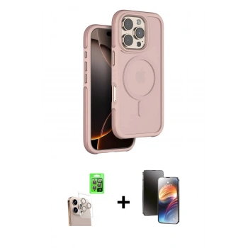 MARSİLYAN™- iPhone 16 Pro Max Kılıf Çekirdek Minimal Prime - Siyah 3D Antistatik Mat Seramik Nano Ekran Koruyucu + Raze Metal Kamera Lens - NLGY