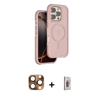 MARSİLYAN™- iPhone 16 Pro Max Kılıf Çekirdek Minimal Prime - Siyah Bilvis 3D Cam Ekran Koruyucu + Pers Alüminyum Kamera Lens - CLTM