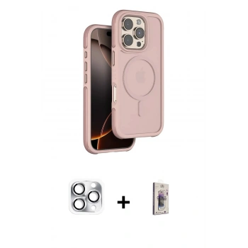 MARSİLYAN™- iPhone 16 Pro Max Kılıf Çekirdek Minimal Prime - Siyah Bilvis 3D Cam Ekran Koruyucu + Pers Alüminyum Kamera Lens - GS