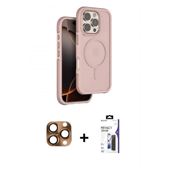 MARSİLYAN™- iPhone 16 Pro Max Kılıf Çekirdek Minimal Prime - Siyah Bilvis 3X AR Hayalet Cam Ekran Koruyucu + Pers Alüminyum Kamera Lens - CLTM