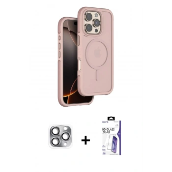 MARSİLYAN™- iPhone 16 Pro Max Kılıf Çekirdek Minimal Prime - Siyah Bilvis 3X AR HD Cam Ekran Koruyucu + Pers Alüminyum Kamera Lens - GI