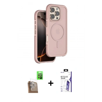 MARSİLYAN™- iPhone 16 Pro Max Kılıf Çekirdek Minimal Prime - Siyah Bilvis 3X AR HD Cam Ekran Koruyucu + Raze Metal Kamera Lens - CLTM