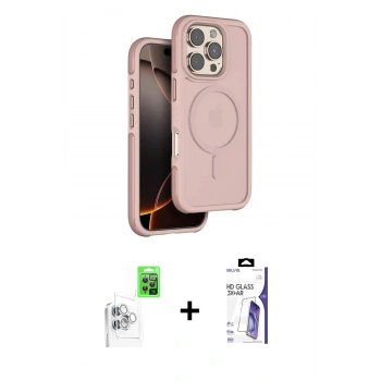 MARSİLYAN™- iPhone 16 Pro Max Kılıf Çekirdek Minimal Prime - Siyah Bilvis 3X AR HD Cam Ekran Koruyucu + Raze Metal Kamera Lens - BZ