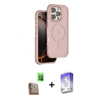 MARSİLYAN™- iPhone 16 Pro Max Kılıf Çekirdek Minimal Prime - Siyah Bilvis 5in1 3D Magic Cam Ekran Koruyucu + Raze Metal Kamera Lens - CLTM