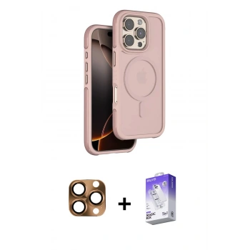 MARSİLYAN™- iPhone 16 Pro Max Kılıf Çekirdek Minimal Prime - Siyah Bilvis 5in1 3D Magic Cam Ekran Koruyucu + Pers Alüminyum Kamera Lens - CLTM