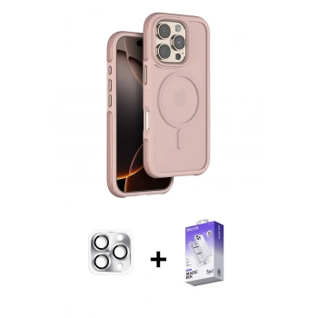 MARSİLYAN™- iPhone 16 Pro Max Kılıf Çekirdek Minimal Prime - Siyah Bilvis 5in1 3D Magic Cam Ekran Koruyucu + Pers Alüminyum Kamera Lens - GS