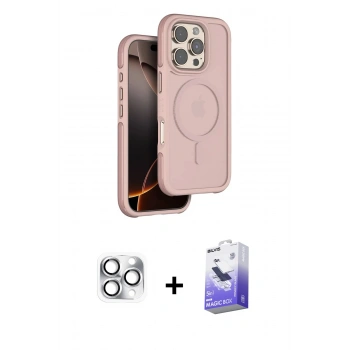 MARSİLYAN™- iPhone 16 Pro Max Kılıf Çekirdek Minimal Prime - Siyah Bilvis 5in1 5D Magic Hayalet Cam Ekran Koruyucu + Pers Alüminyum Kamera Lens - GS