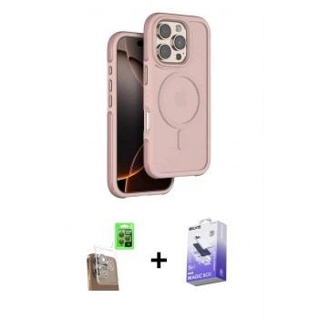 MARSİLYAN™- iPhone 16 Pro Max Kılıf Çekirdek Minimal Prime - Siyah Bilvis 5in1 5D Magic Hayalet Cam Ekran Koruyucu + Raze Metal Kamera Lens - CLTM