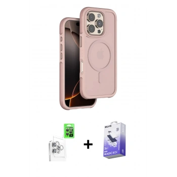 MARSİLYAN™- iPhone 16 Pro Max Kılıf Çekirdek Minimal Prime - Siyah Bilvis 5in1 5D Magic Hayalet Cam Ekran Koruyucu + Raze Metal Kamera Lens - BZ