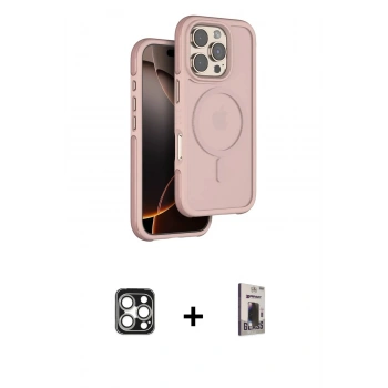 MARSİLYAN™- iPhone 16 Pro Max Kılıf Çekirdek Minimal Prime - Siyah Bilvis Hayalet Cam Ekran Koruyucu + PVD Metal Kamera Lens - GS